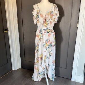 Hint of blush Floral Ruffle Dress Sz XL